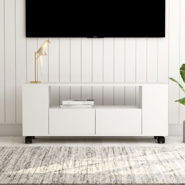 vidaXL TV-benk hvit 120x35x48 cm konstruert tre