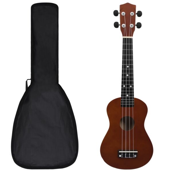 vidaXL Sopran-ukulele sett med veske for barn mørkt tre 23"