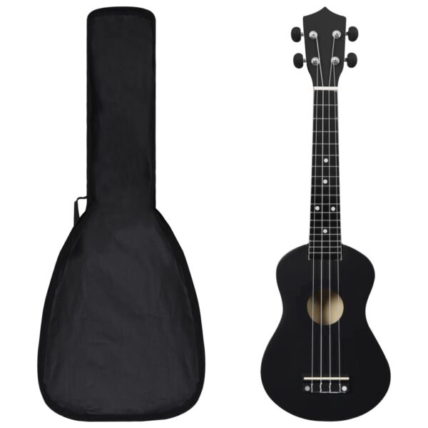 vidaXL Sopran-ukulele sett med veske for barn svart 23"