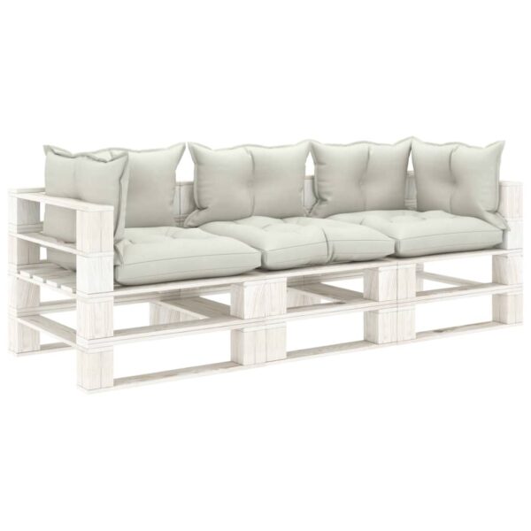 vidaXL 3-seters pallesofa for hage med beige puter tre