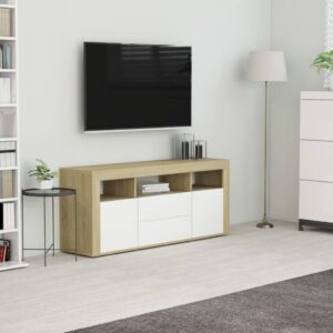 vidaXL TV-benk hvit og sonoma eik 120x30x50 cm konstruert tre