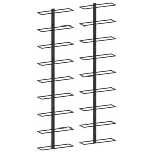 vidaXL Veggmonterte vinstativer for 18 flasker 2 stk svart jern