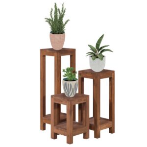 vidaXL Plantestativ 3 stk heltre teak