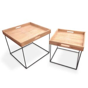 Home&Styling Brettbord 2 stk teak og metall