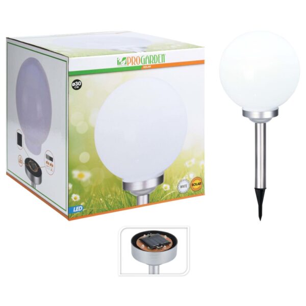 ProGarden LED Soldrevet lampe Ball 30 cm hvit