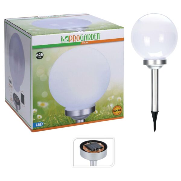 ProGarden LED Soldrevet lampe Ball 25 cm hvit