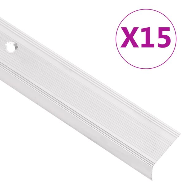 vidaXL Trappeneser L-form 15 stk aluminium 134 cm sølv