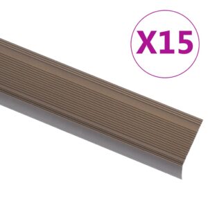 vidaXL Trappeneser L-form 15 stk aluminium 134 cm brun