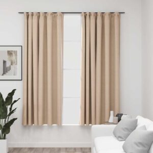 vidaXL Lystette gardiner kroker og lin-design 2 stk beige 140x175 cm