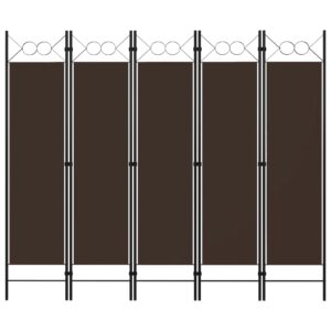 vidaXL Romdeler 5 paneler brun 200x180 cm