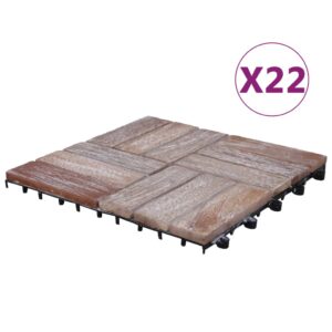 vidaXL Terrassebord 22 stk 30x30 cm gjenvunnet heltre