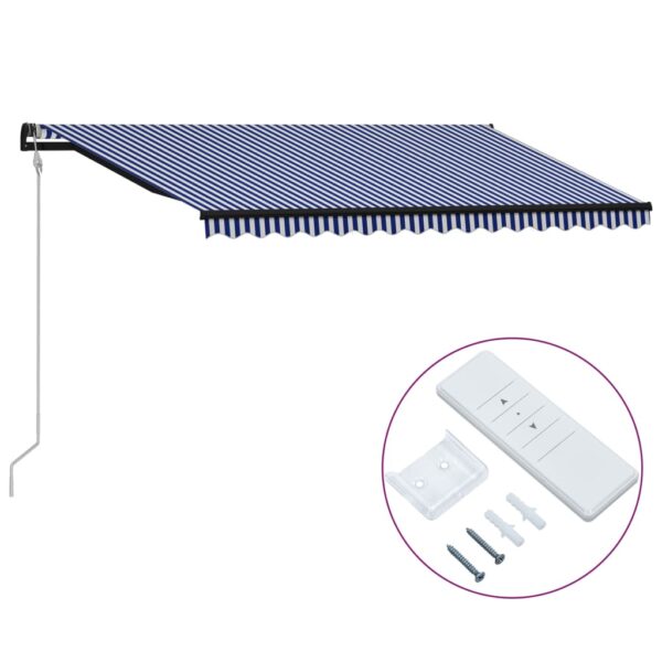 vidaXL Automatisk inntrekkbar markise 400x300 cm blå og hvit