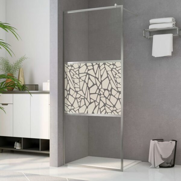 vidaXL Dusjvegg ESG-glass med steindesign 90x195 cm