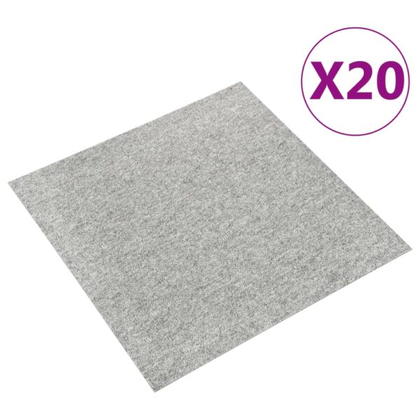 vidaXL Teppefliser gulv 20 stk 5 m² 50x50 cm lysegrå