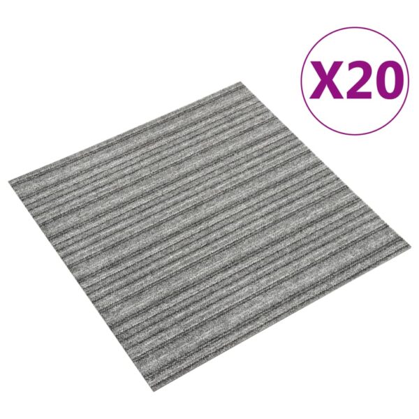 vidaXL Teppefliser gulv 20 stk 5 m² 50x50 cm stripet grå