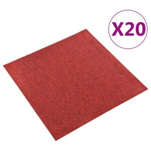 vidaXL Teppefliser gulv 20 stk 5 m² 50x50 cm rød