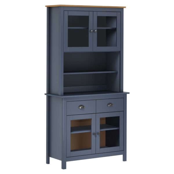 vidaXL Highboard Hill grå 90x40x180 cm heltre furu