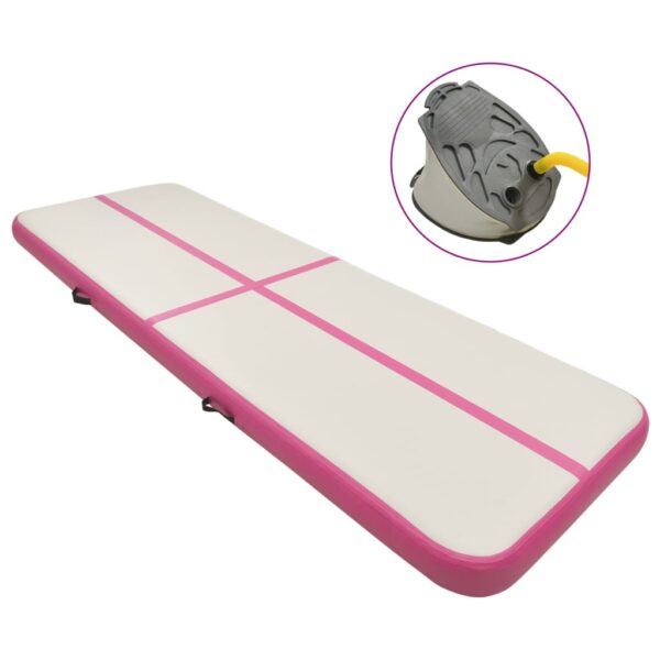 vidaXL Oppblåsbar gymnastikkmatte med pumpe 300x100x20 cm PVC rosa