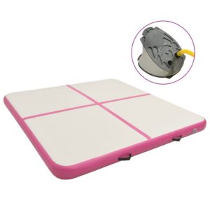 vidaXL Oppblåsbar PVC gymnastikkmatte med pumpe 200x200x15 cm rosa