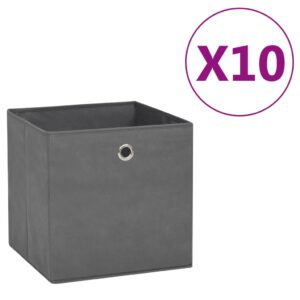 vidaXL Oppbevaringsbokser 10 stk uvevd stoff 28x28x28 cm grå