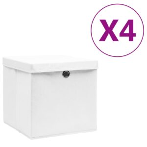 vidaXL Oppbevaringsbokser med deksler 4 stk 28x28x28 cm hvit