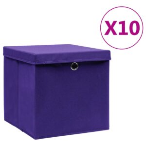 vidaXL Oppbevaringsbokser med deksler 10 stk 28x28x28 cm lilla