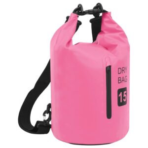 vidaXL Tørrsekk med glidelås rosa 15 L PVC