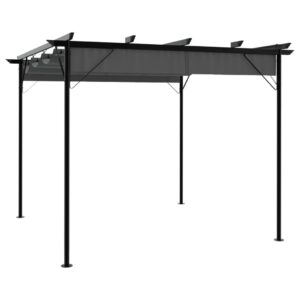 vidaXL Pergola med uttrekkbart tak antrasitt 3x3 m stål 180 g/m²