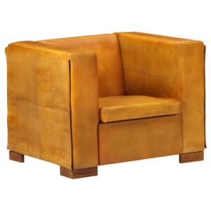 325117 vidaXL Single Sofa Tan Brown Real Leather