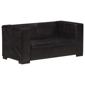 325119 vidaXL 2-Seater Sofa Black Real Leather