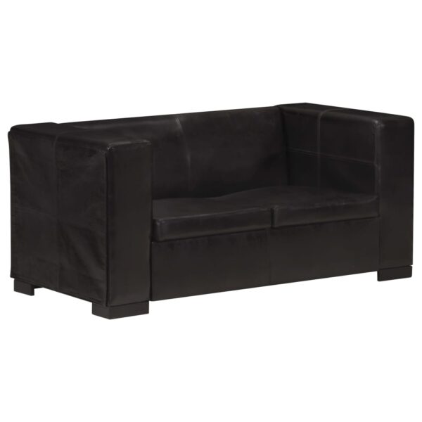 325119 vidaXL 2-Seater Sofa Black Real Leather