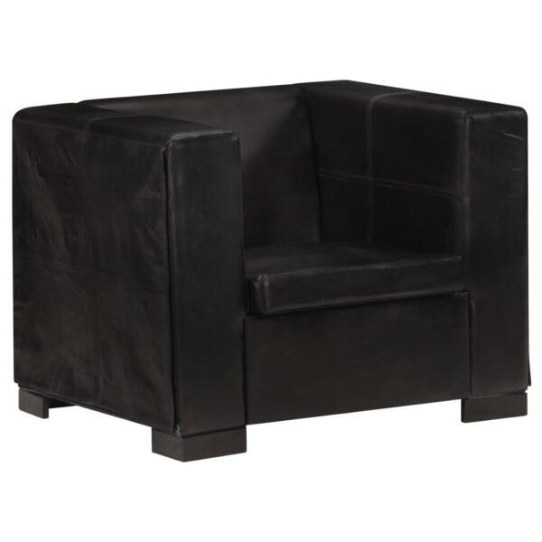 325120 vidaXL Single Sofa Black Real Leather