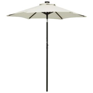 vidaXL Parasoll med LED-lys sand 200x211 cm aluminium