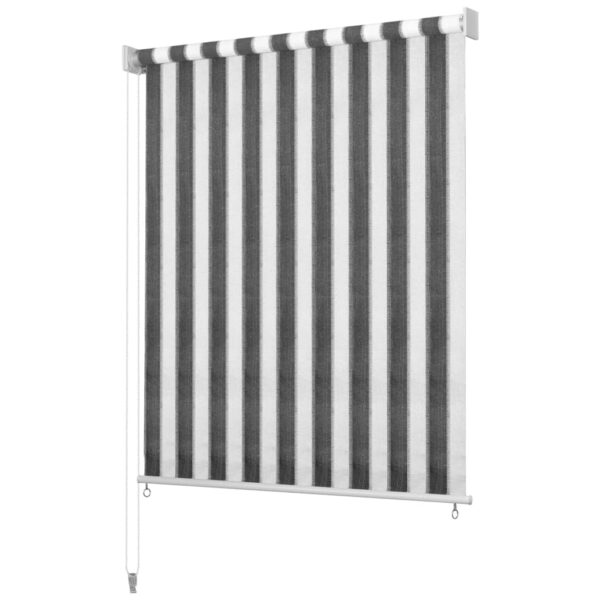 vidaXL Utendørs rullegardin 400x230 cm antrasitt og hvit stripe