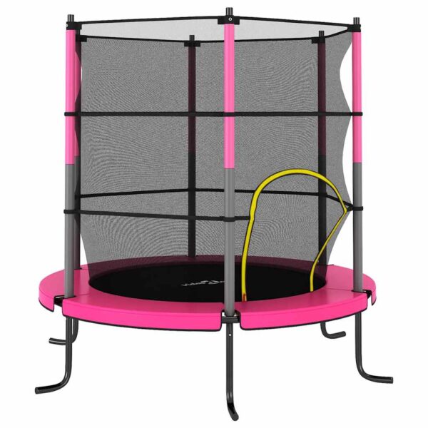 vidaXL Trampoline med sikkerhetsnett 140x160 cm rosa