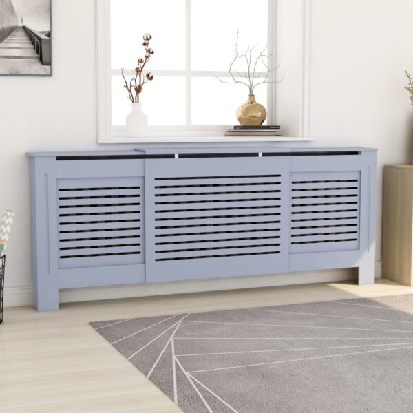 vidaXL Radiatordeksel MDF grå 205 cm