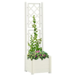 vidaXL Plantekasse med espalier 43x43x142 cm PP hvit