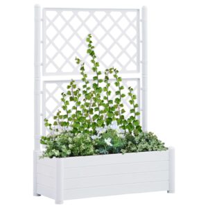 vidaXL Plantekasse med espalier 100x43x142 cm PP hvit