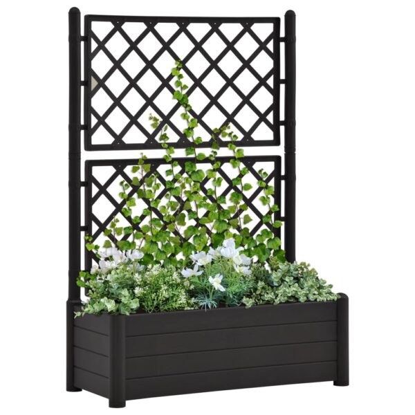 vidaXL Plantekasse med espalier 100x43x142 cm PP antrasitt