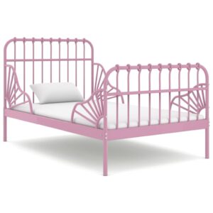 vidaXL Utvidbar sengeramme rosa metall 80x130/200 cm