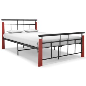 vidaXL Sengeramme metall og heltre eik 120x200 cm