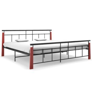 vidaXL Sengeramme metall og heltre eik 200x200 cm