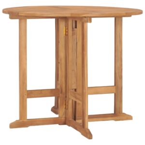 vidaXL Sammenleggbart hagebord Ø90x75 cm heltre teak