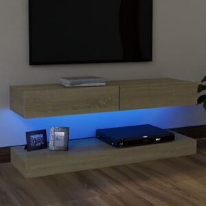 vidaXL TV-benk med LED-lys sonoma eik 120x35 cm