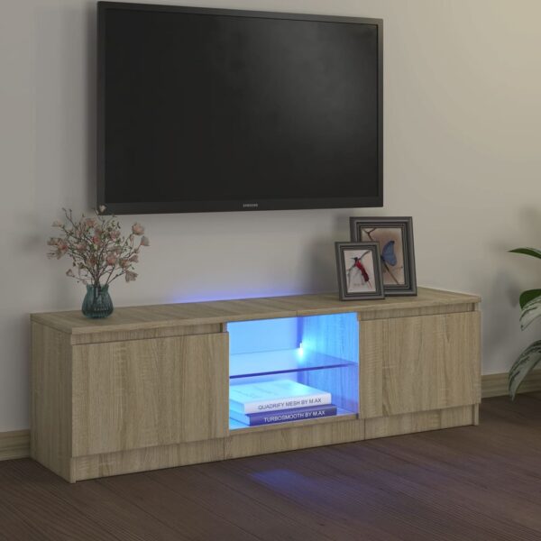 vidaXL TV-benk med LED-lys sonoma eik 120x30x35