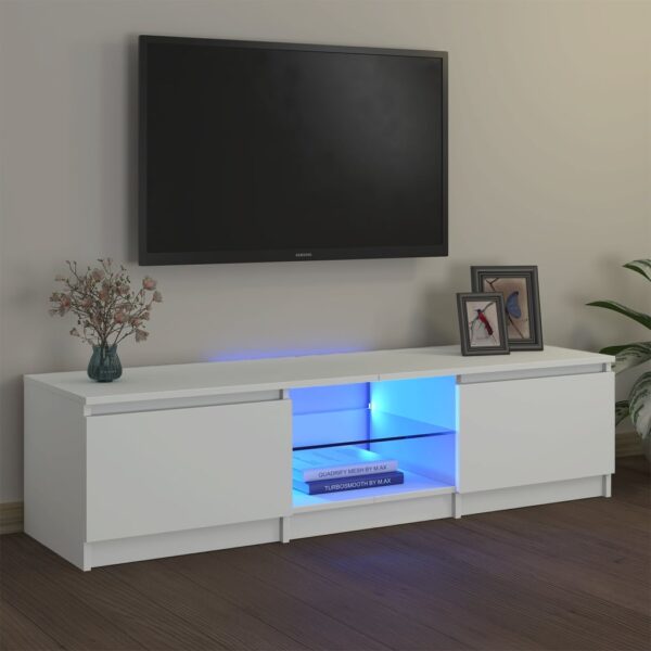 vidaXL TV-benk med LED-lys hvit 140x40x35