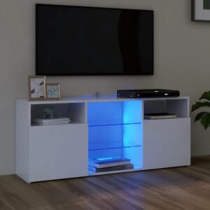 vidaXL TV-benk med LED-lys hvit 120x30x50 cm