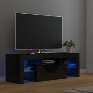 vidaXL TV-benk med LED-lys høyglans svart 120x35x40 cm