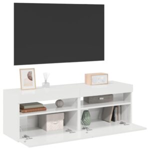 vidaXL TV-benker med LED-lys 2 stk høyglans hvit 60x35x40 cm