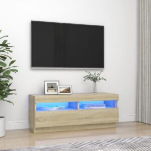 vidaXL TV-benk med LED-lys sonoma eik 100x35x40 cm